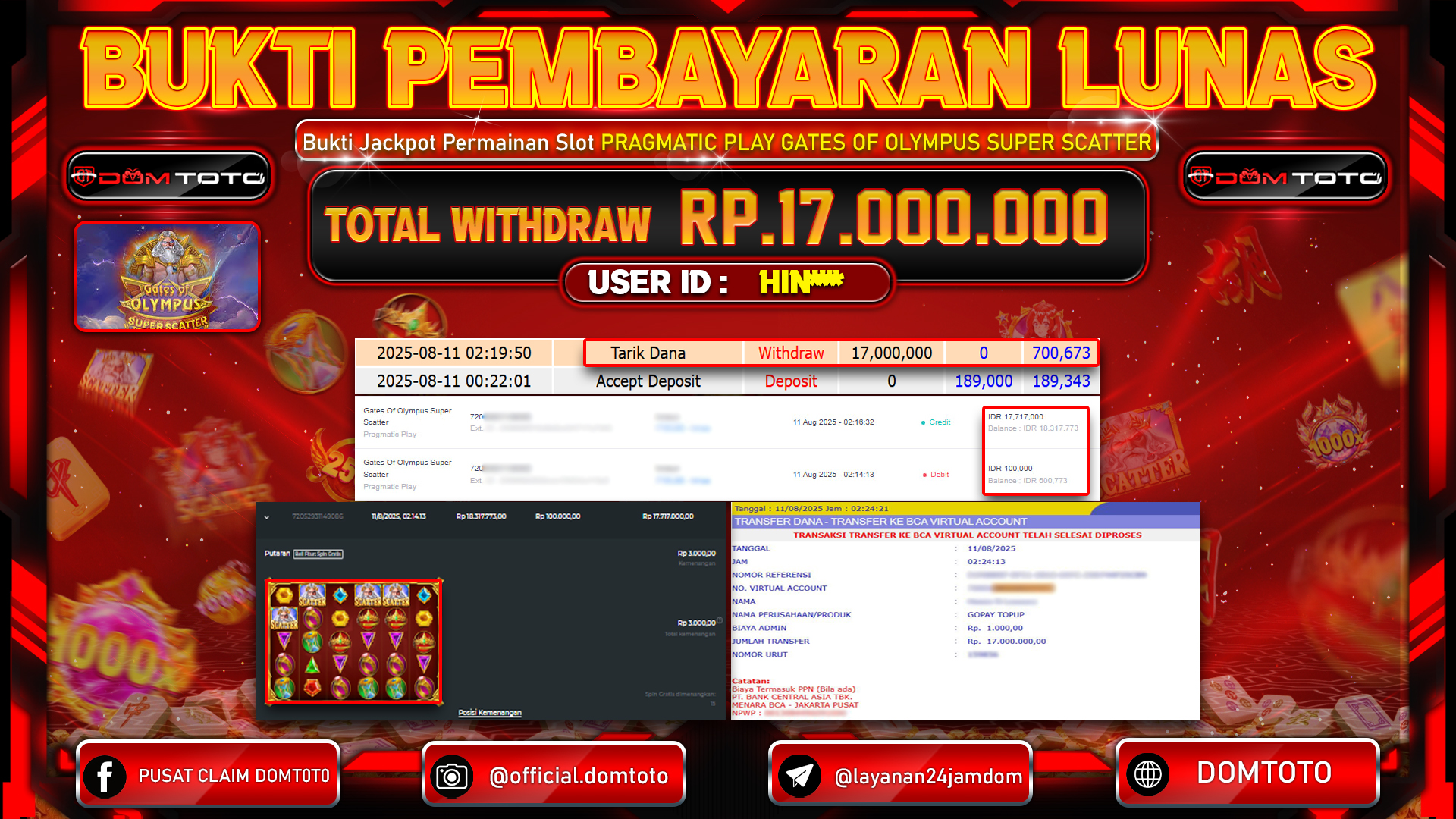 JACKPOT SLOT GATES OF OLYMPUS SUPER SCATTER 11 AGUSTUS  2025